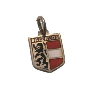 VTG 800 Salzburg Silver & Enamel Travel Sheild Souvenir Charm Bracelet Charm